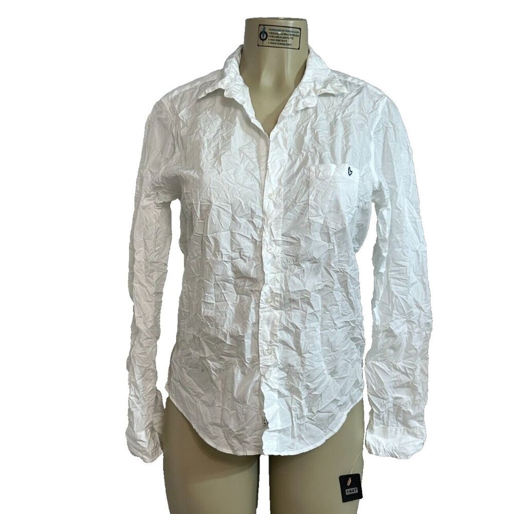 FRANK & EILEEN Barry Signature Crinkle Button-up Shirt White Size M #1447